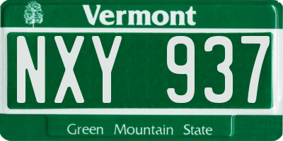 VT license plate NXY937