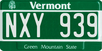 VT license plate NXY939