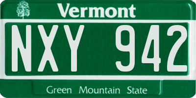 VT license plate NXY942
