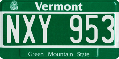 VT license plate NXY953