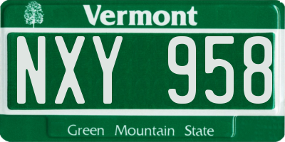 VT license plate NXY958