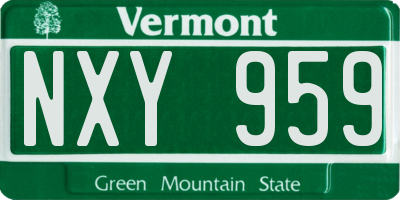 VT license plate NXY959