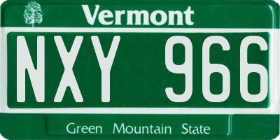 VT license plate NXY966