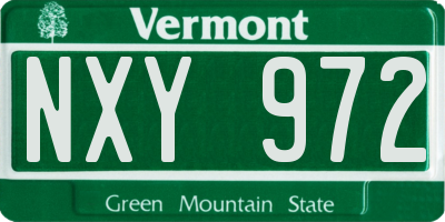 VT license plate NXY972