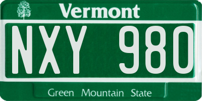 VT license plate NXY980