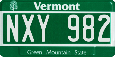 VT license plate NXY982