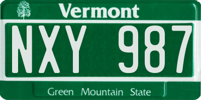 VT license plate NXY987