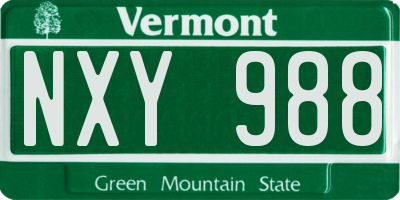 VT license plate NXY988