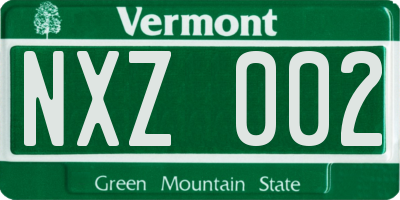 VT license plate NXZ002