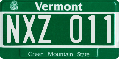 VT license plate NXZ011