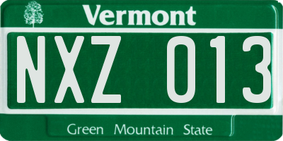 VT license plate NXZ013