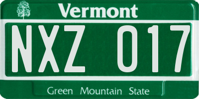 VT license plate NXZ017