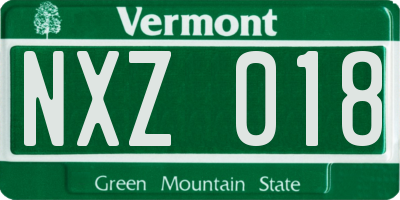 VT license plate NXZ018