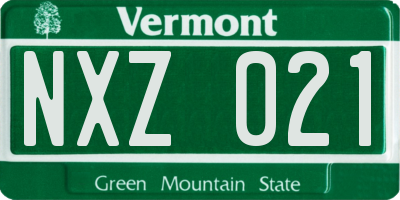 VT license plate NXZ021