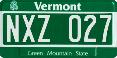 VT license plate NXZ027