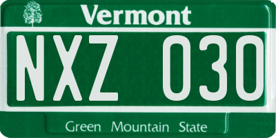 VT license plate NXZ030