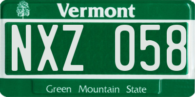 VT license plate NXZ058