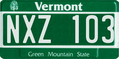 VT license plate NXZ103