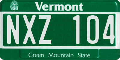 VT license plate NXZ104