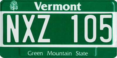 VT license plate NXZ105