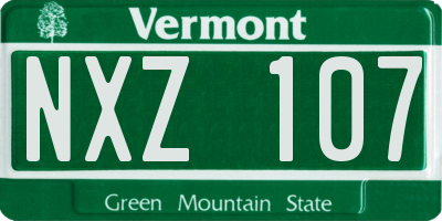 VT license plate NXZ107