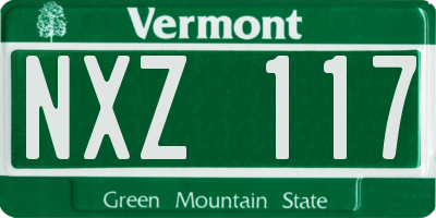 VT license plate NXZ117