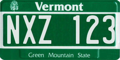 VT license plate NXZ123