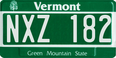 VT license plate NXZ182