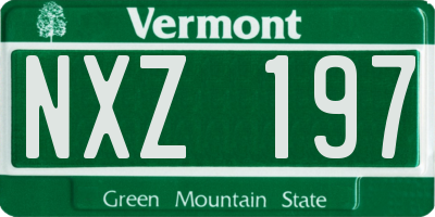 VT license plate NXZ197