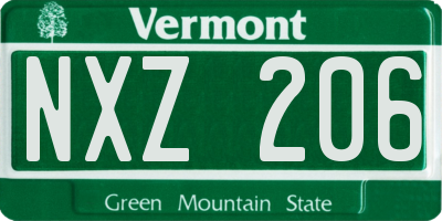 VT license plate NXZ206