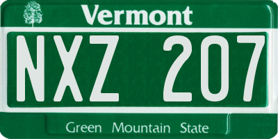 VT license plate NXZ207