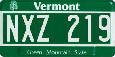 VT license plate NXZ219