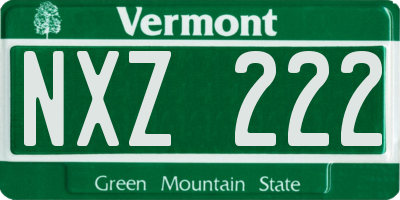 VT license plate NXZ222