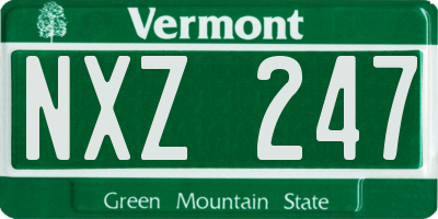 VT license plate NXZ247