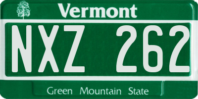 VT license plate NXZ262