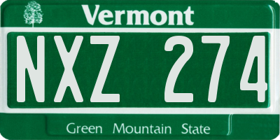 VT license plate NXZ274