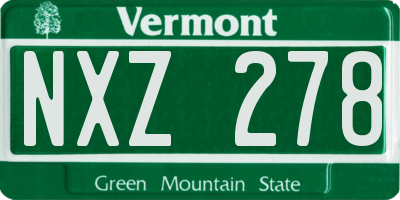 VT license plate NXZ278