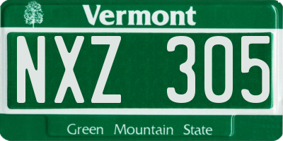 VT license plate NXZ305