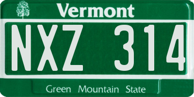 VT license plate NXZ314