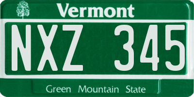 VT license plate NXZ345