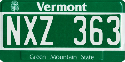 VT license plate NXZ363