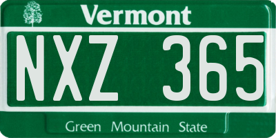 VT license plate NXZ365