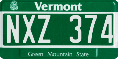 VT license plate NXZ374