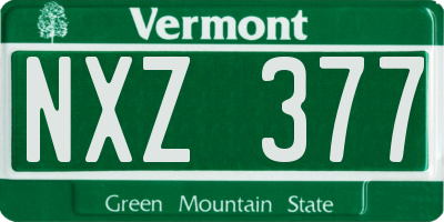 VT license plate NXZ377