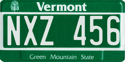 VT license plate NXZ456