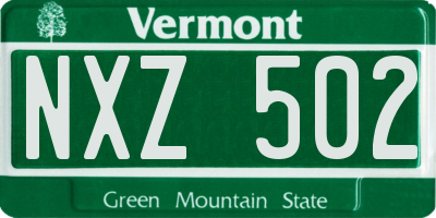 VT license plate NXZ502