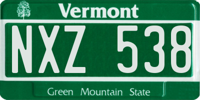 VT license plate NXZ538