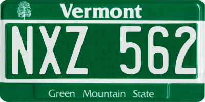 VT license plate NXZ562