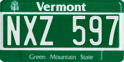 VT license plate NXZ597
