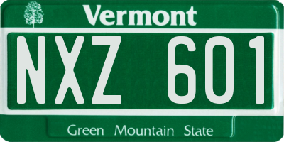VT license plate NXZ601